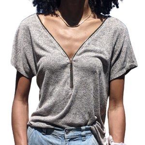 Gray t shirt with bling zipper